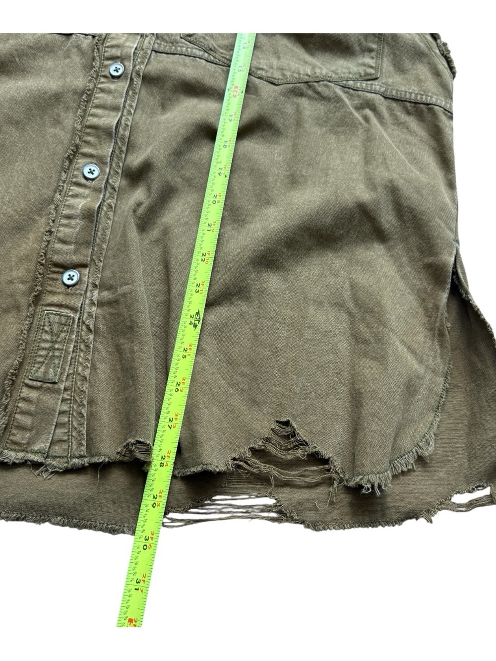 Free People We The Free Olive Utility Vest Oversized Distressed Cotton Military - Picture 8 of 12
